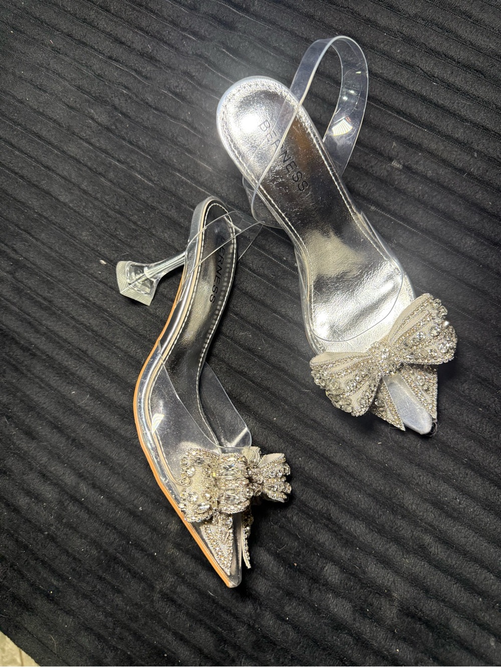 Berness PVC Crystal Bow Heels